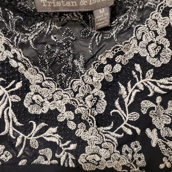 Tristan black sheer camisole with silver accent embroidery - Picture 4 of 4